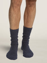 Load image into Gallery viewer, CozyChic Men&#39;s Ribbed Socks- Indigo/ Pacific Blue
