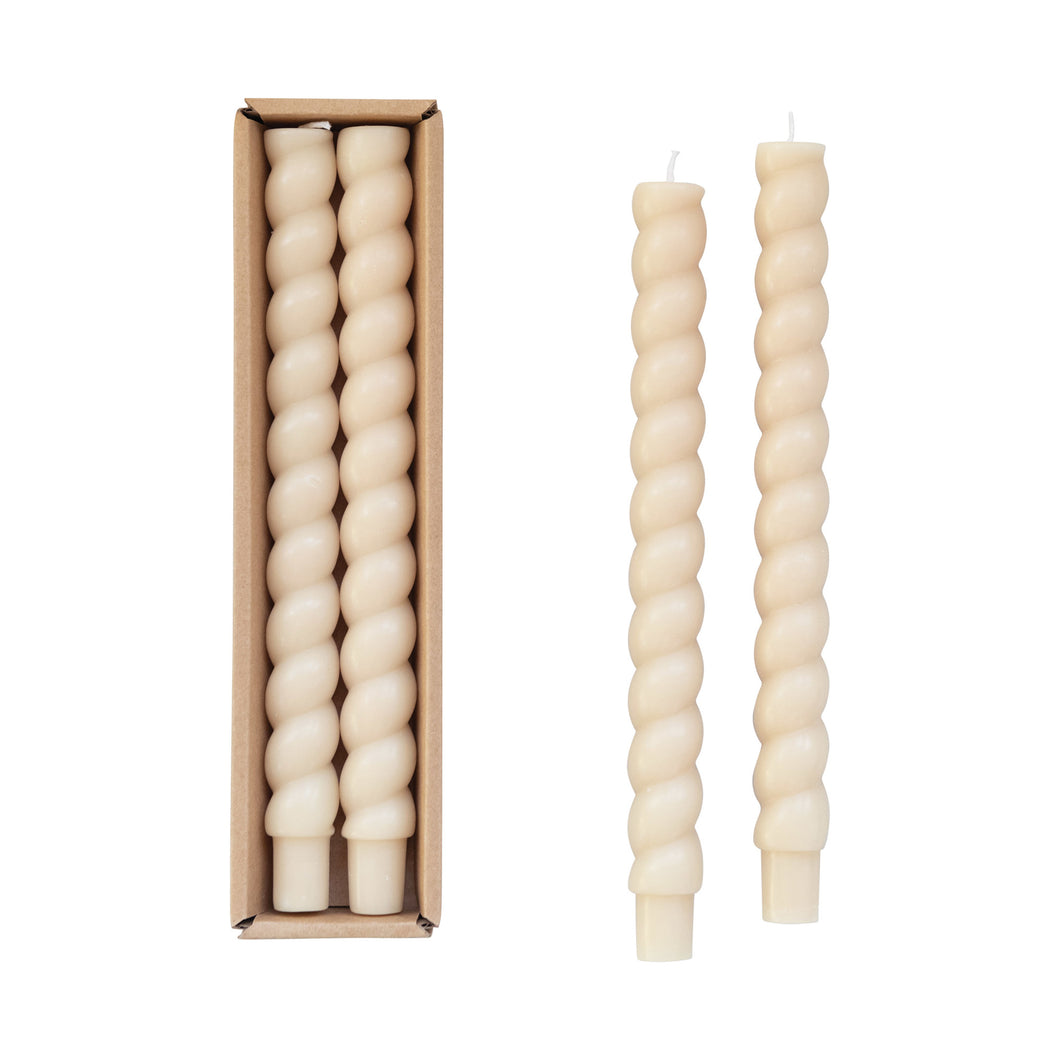 Twisted Taper Candle - Cream