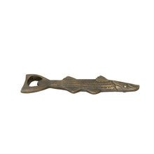 Load image into Gallery viewer, Cast Aluminum Fish Shaped Bottle Opener, Antique Gold Finish
