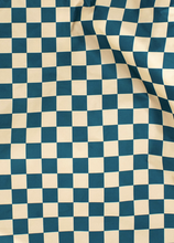 Load image into Gallery viewer, Checkerboard Teal &amp; Beige Medium Reusable Bag
