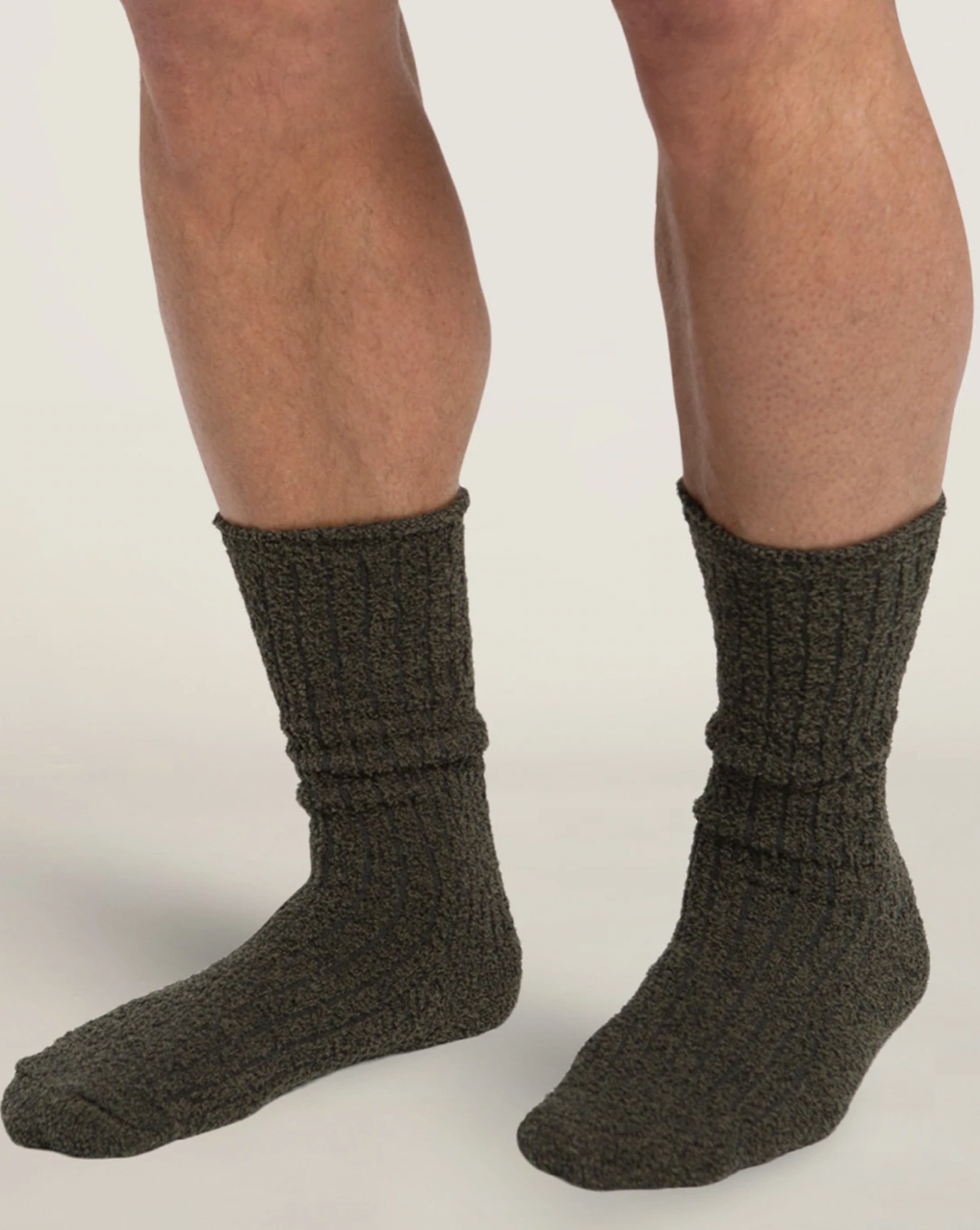 CozyChic Men's Ribbed Socks- Olive/ Carbon