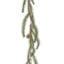 Load image into Gallery viewer, Faux Pine Garland with Pinecones and Snow Finish

