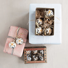 Load image into Gallery viewer, Vintage Reproduction Glass Ornaments with Flower, Boxed Set of 6
