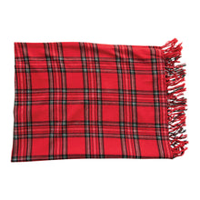 Load image into Gallery viewer, Brushed Cotton Plaid Throw with Fringe

