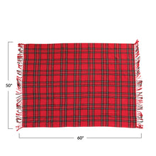 Load image into Gallery viewer, Brushed Cotton Plaid Throw with Fringe
