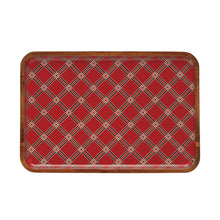 Load image into Gallery viewer, Red Plaid Wood + Enamel Tray
