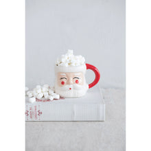 Load image into Gallery viewer, 3-3/4&quot; Round x 3-1/4&quot;W 12 oz. Hand-Painted Stoneware Santa Mug, Red and White
