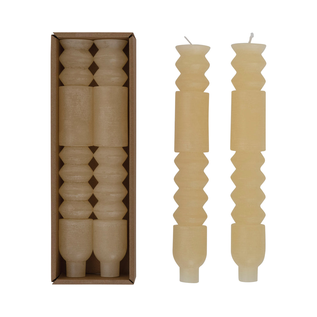 Unscented Totem Taper Candles in Box, Set of 2- Cream