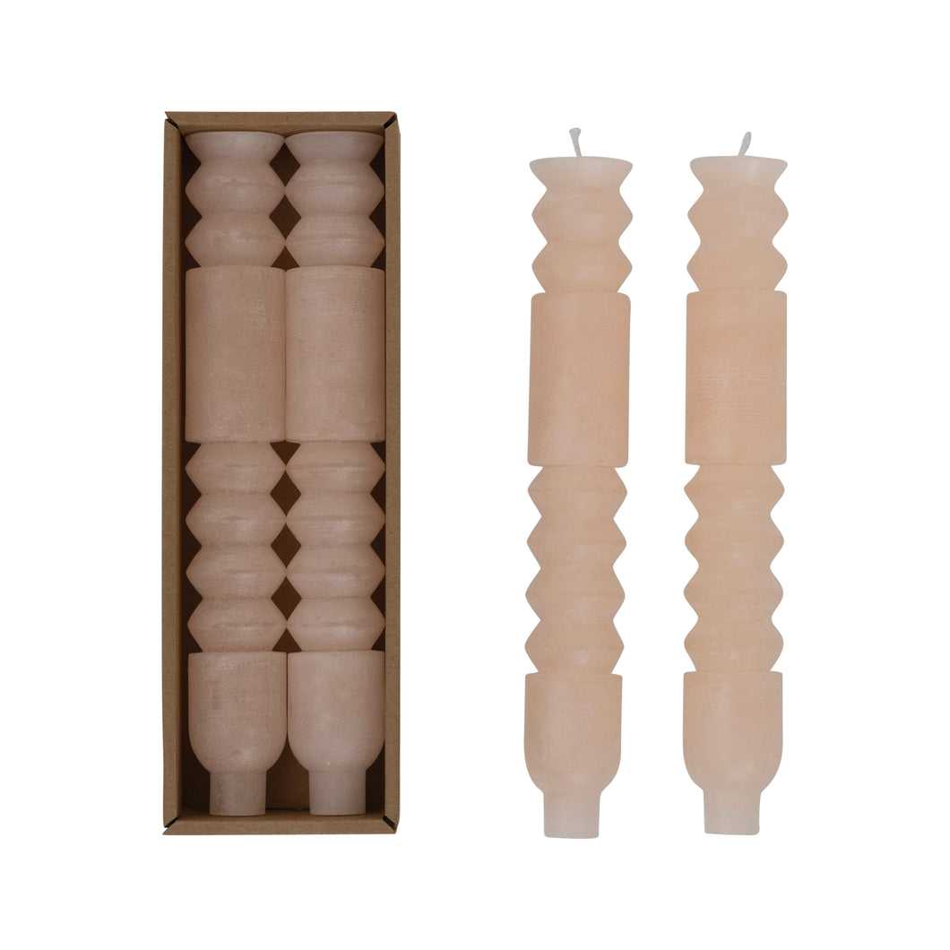 Unscented Totem Taper Candles in Box, Set of 2- Blush