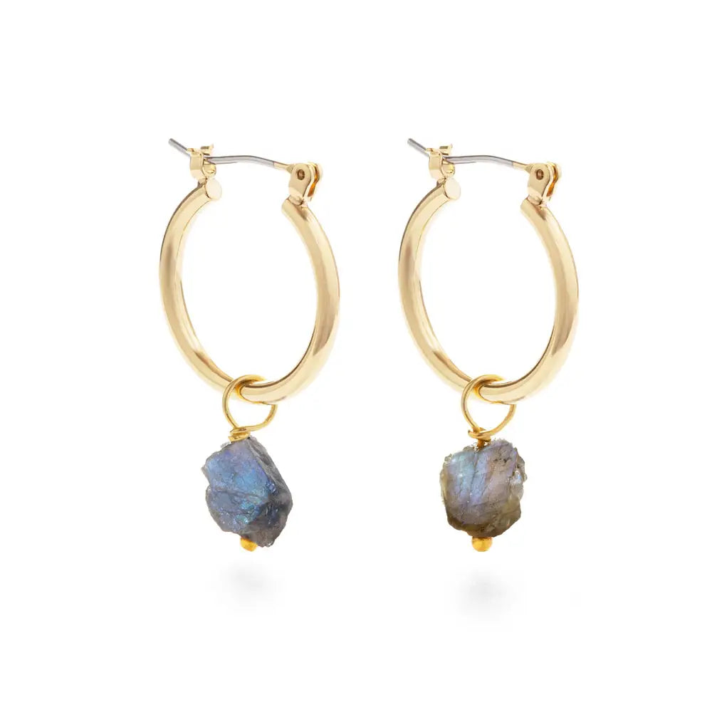 Raw Rough Cut Gemstone Hoops