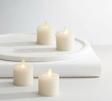 Load image into Gallery viewer, 1.5&quot; x 2&quot; Moving Flame set / 4 Ivory Tealight Candles
