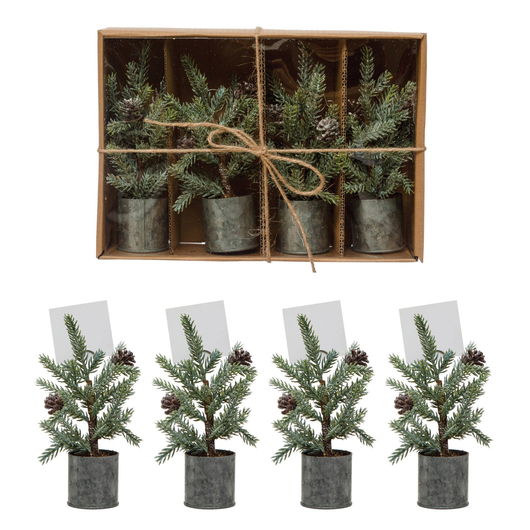 Faux Pine Tree Place Card Holders- Set of 4
